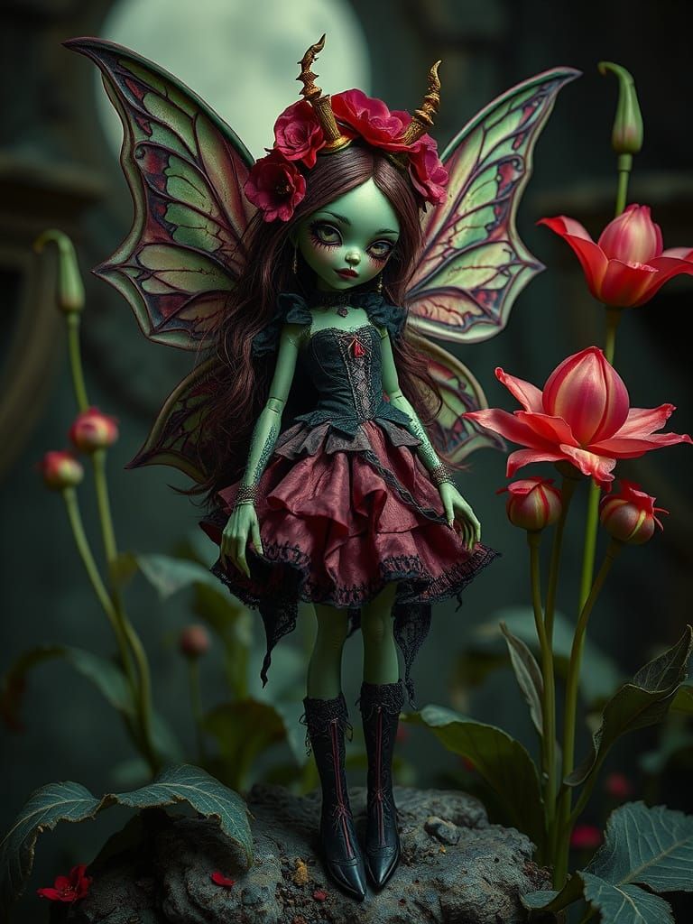 Gothic Vampire Fashion Doll in Dark Fantasy Gothic Style