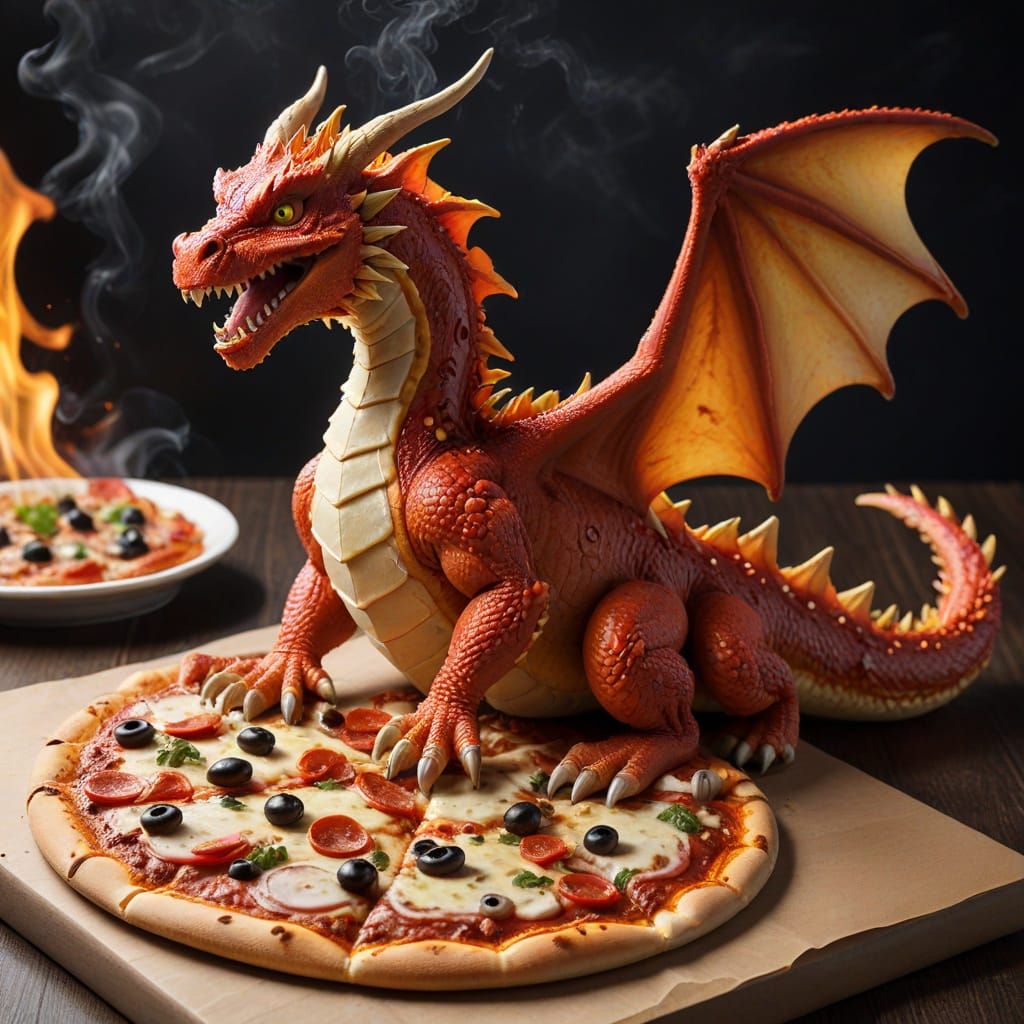 A Dragon Made of Pizza