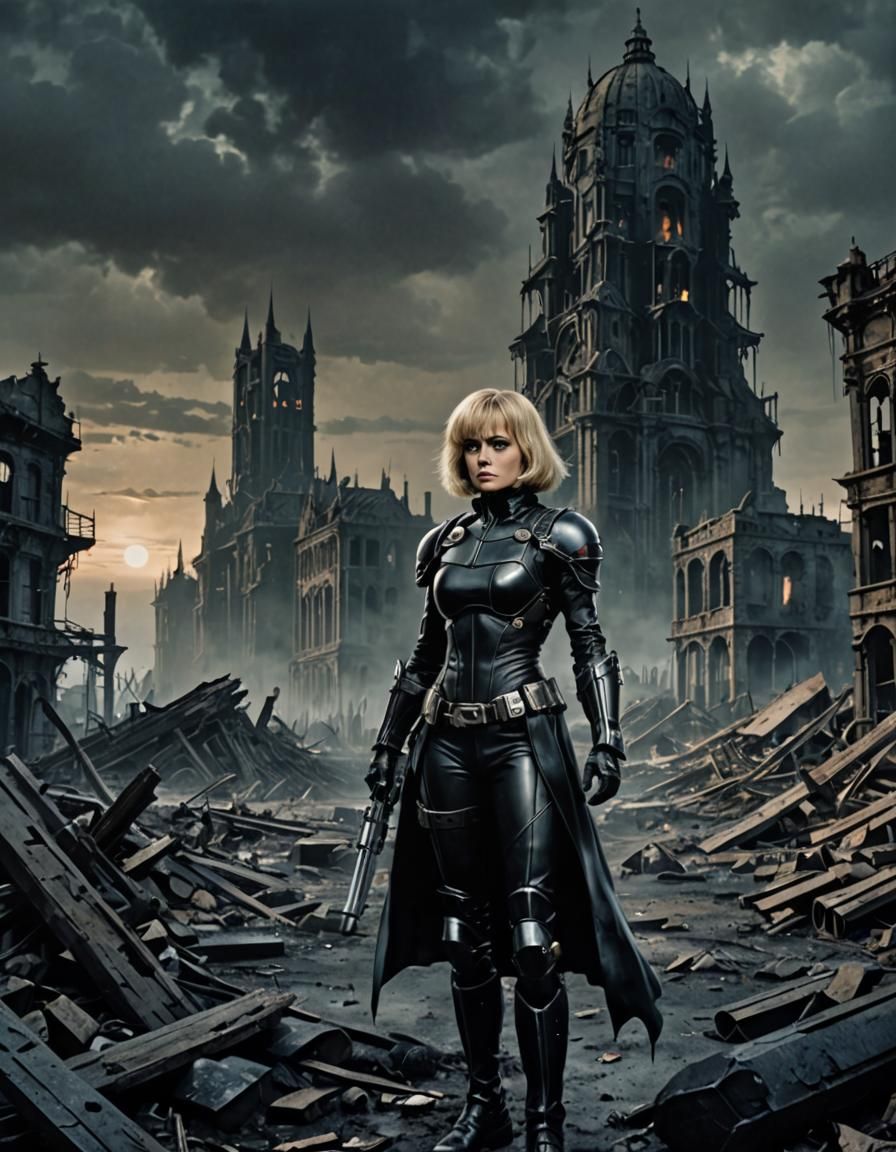 Judge Anderson in Dark Gothic Horror Landscape