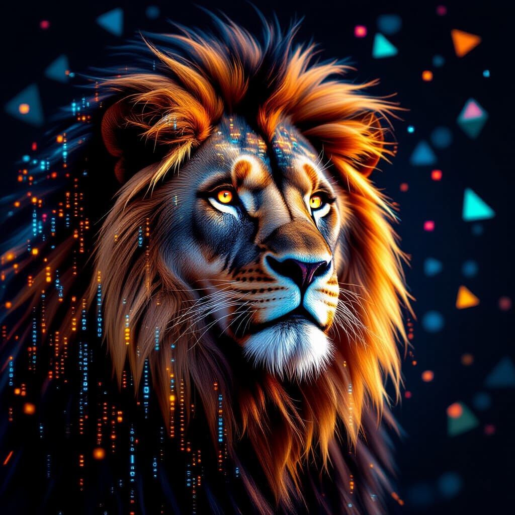 Regal Lion with Digital Mane and LED Eyes