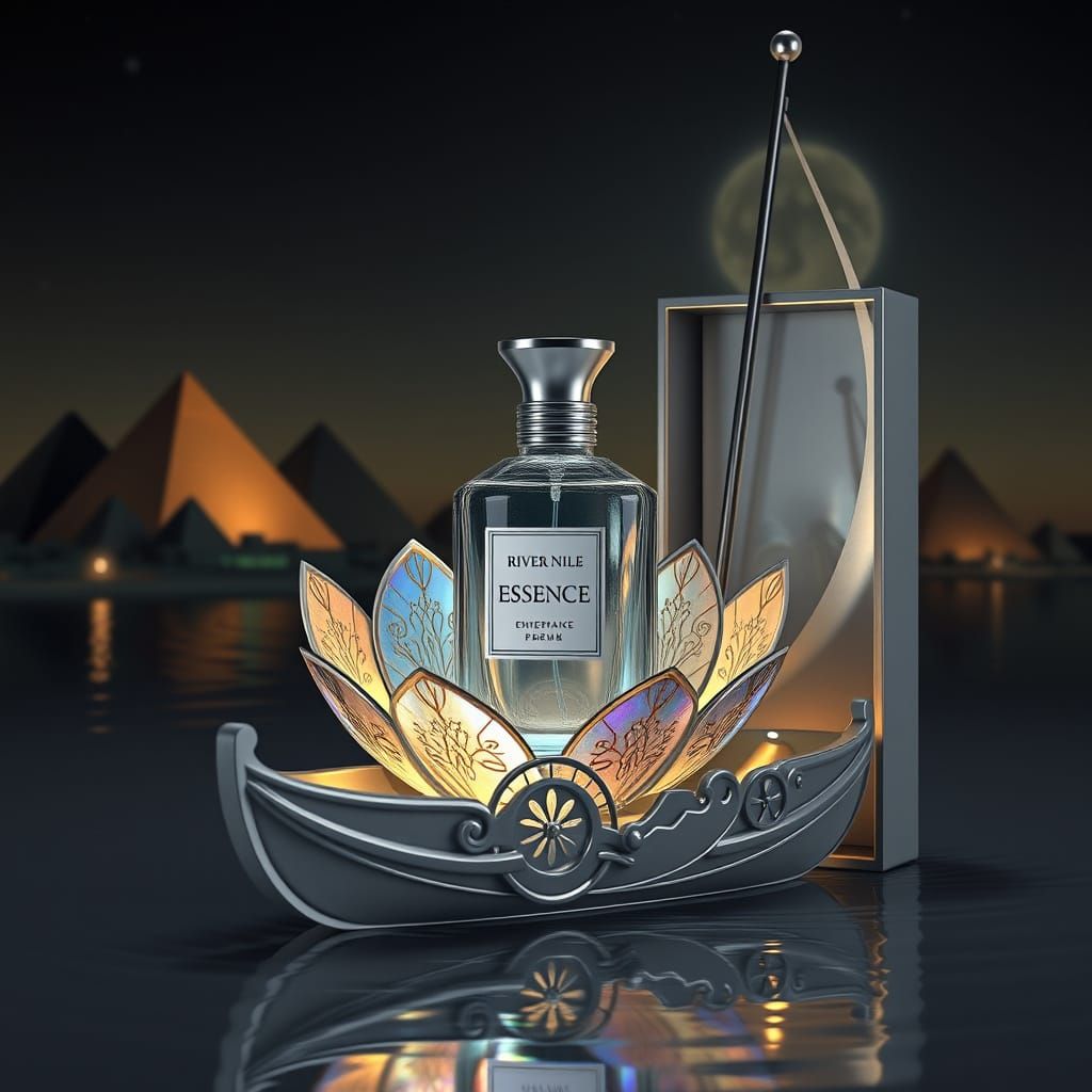 ( River Nile Essence ), perfume bottle Ad