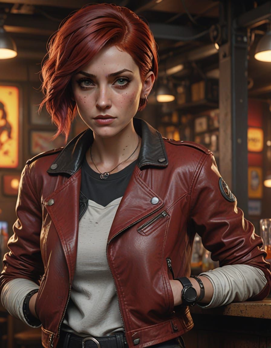 Cyberpunk Goddess in Industrial Bar