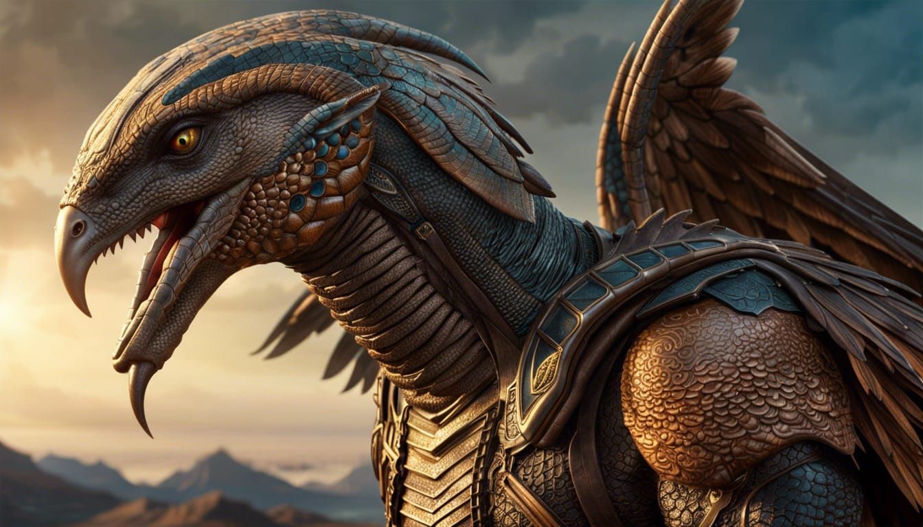 Hawk-Like Alien with Reptile Jaw in Detailed Matte Painting