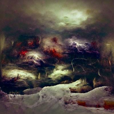 Stormy Abyss in Renaissance Painting Style