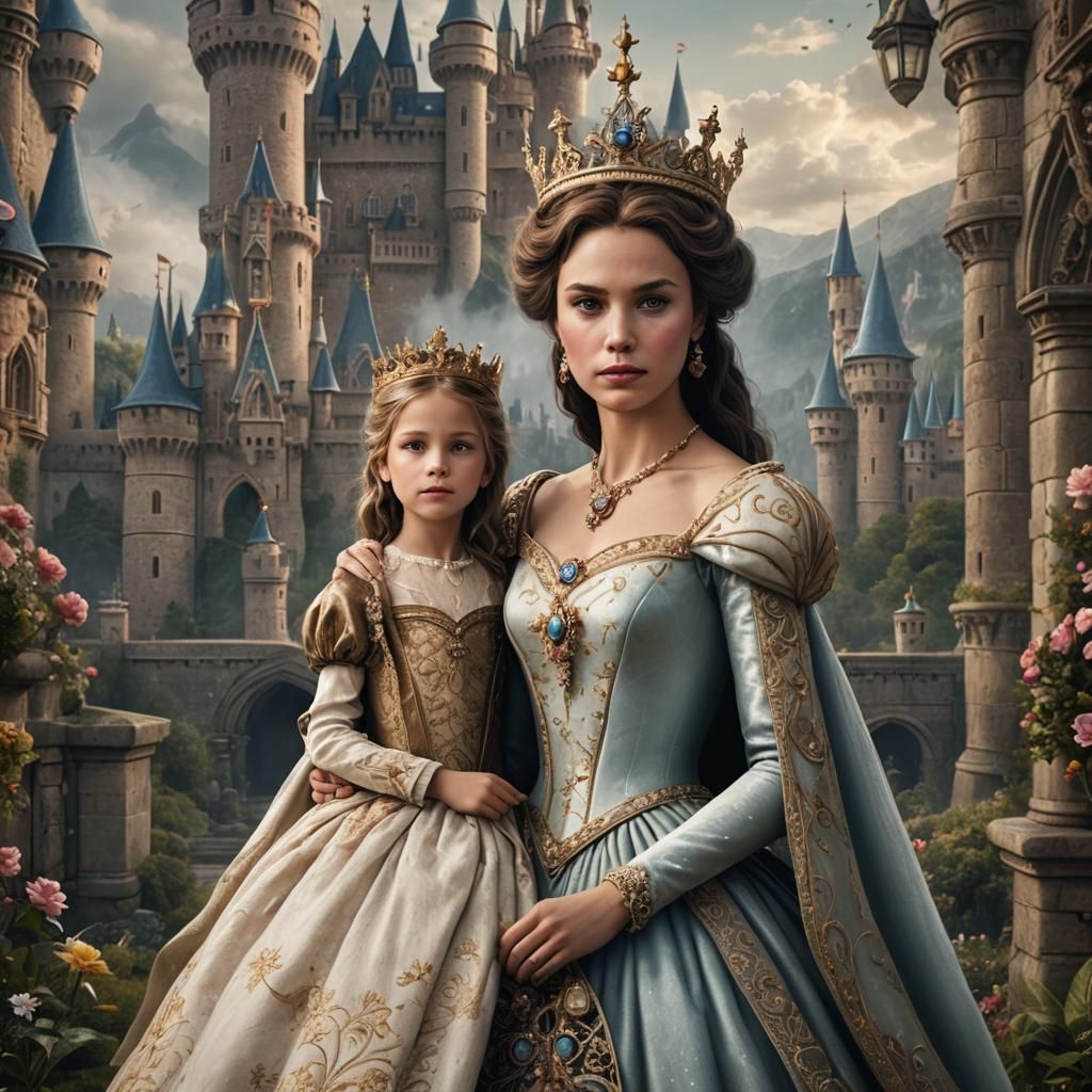 Elegant Queen and Princess in Detailed Digital Painting