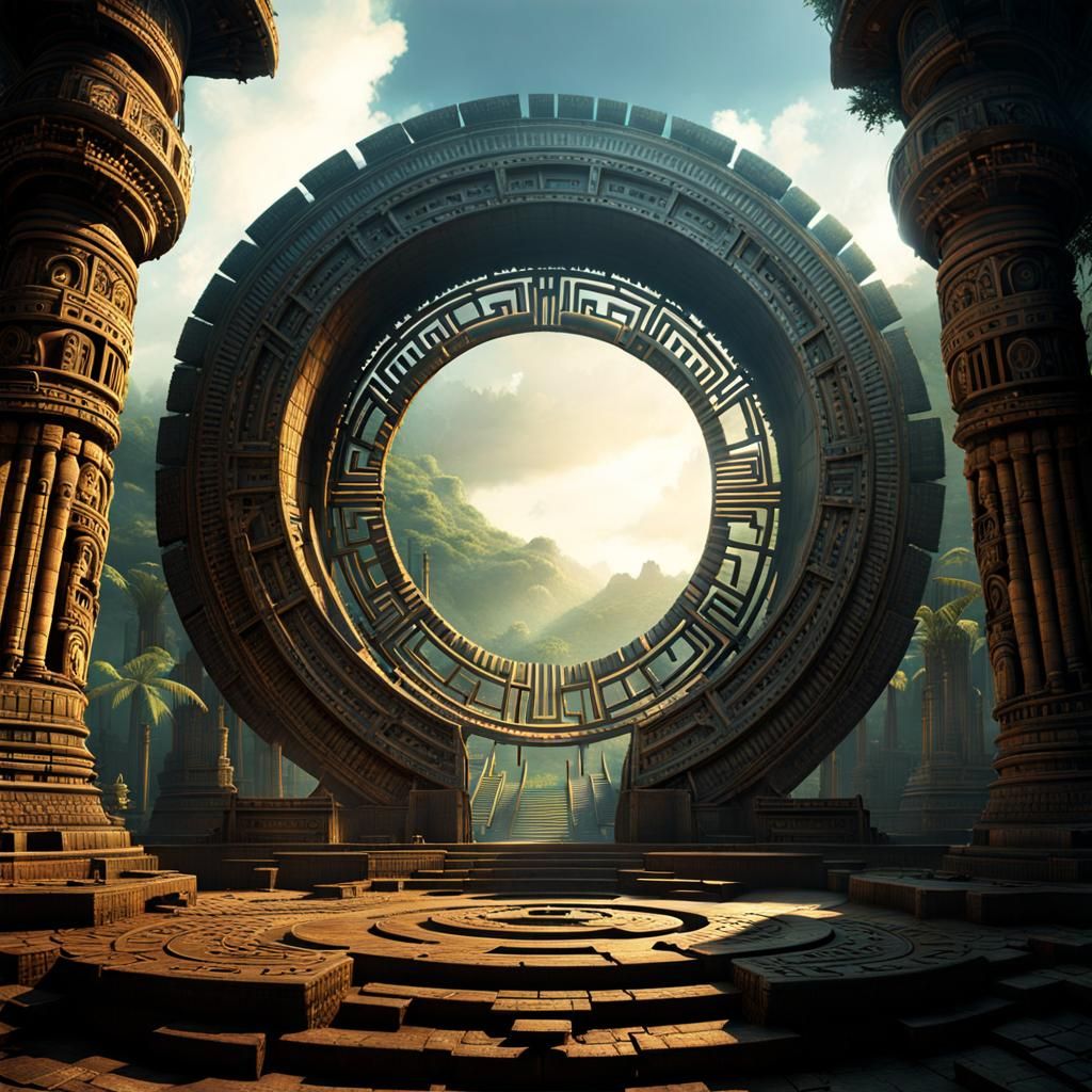 Aztec Temple Teleportation Portal: Digital Matte Painting