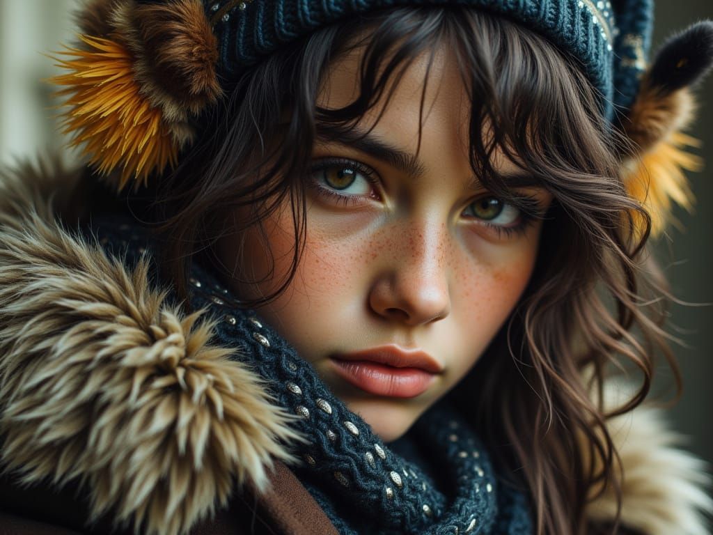 Detailed Portrait of a Woman with Intricate Textures