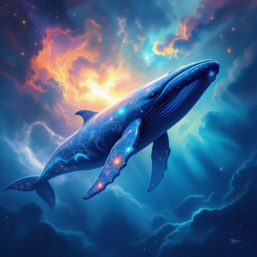 Cosmic Whale Breaching in Nebula Sea