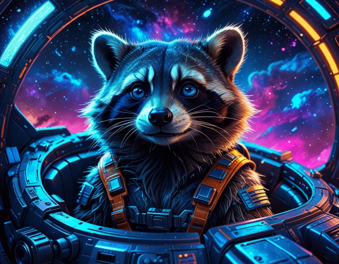 Space Raccoon in Spaceship Concept Art