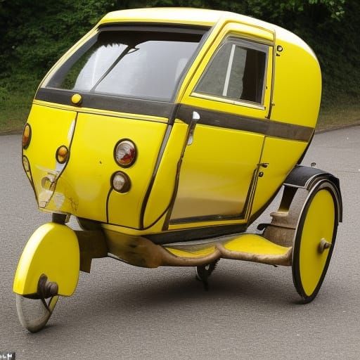 Steampunk Rickshaw Car from Early 20th Century