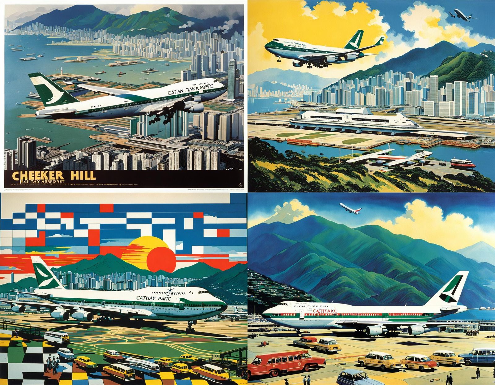 Hong Kong Kai Tak Airport Movie Poster, 1980s Style