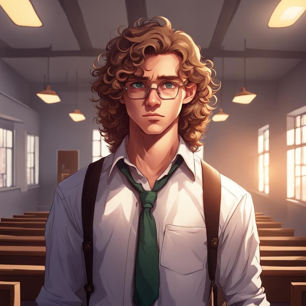 Irish Teen with Viola in Classroom, Hyperdetailed Portrait