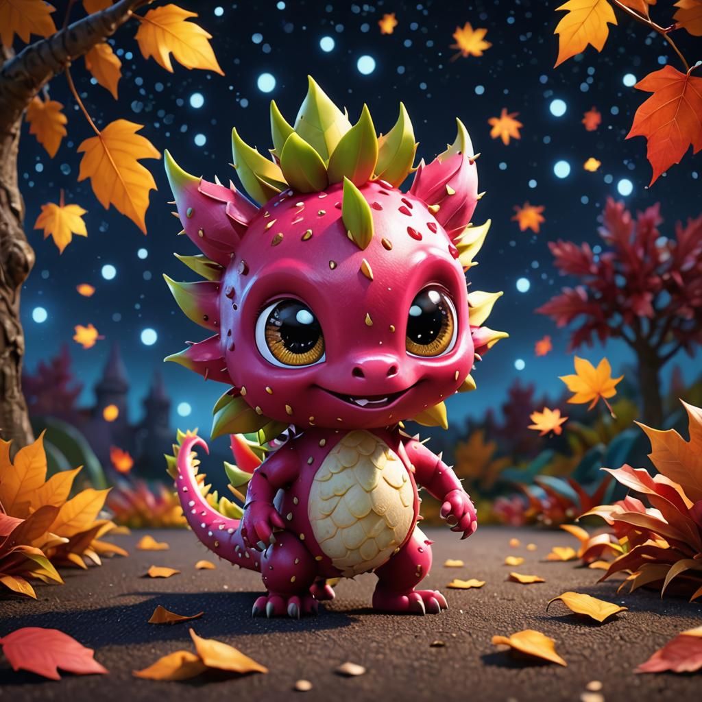 Cute Dragon Fruit Character in Pixar Style
