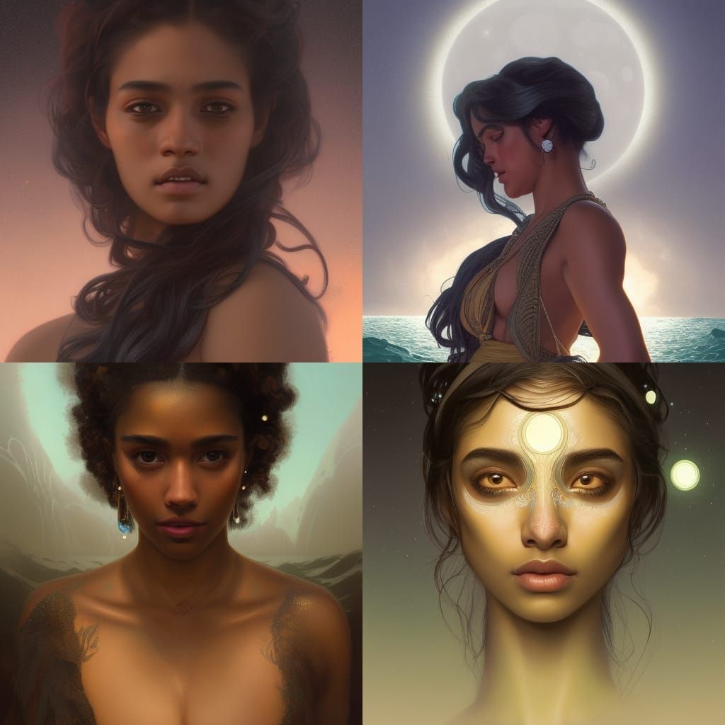 Moonlit Portrait in Hyperdetailed Splash Art Style