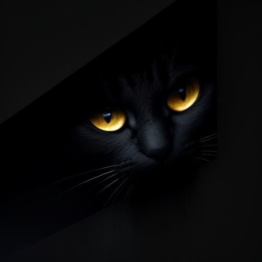 Macro Cat Gazing at Starry Moon in Monochrome