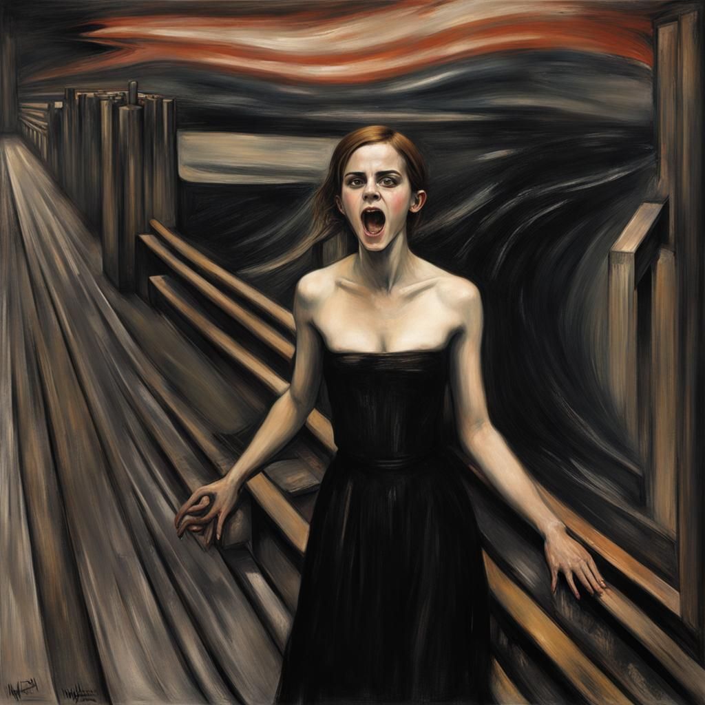 Nightmarish Scream, Expressionist Horror Portrait