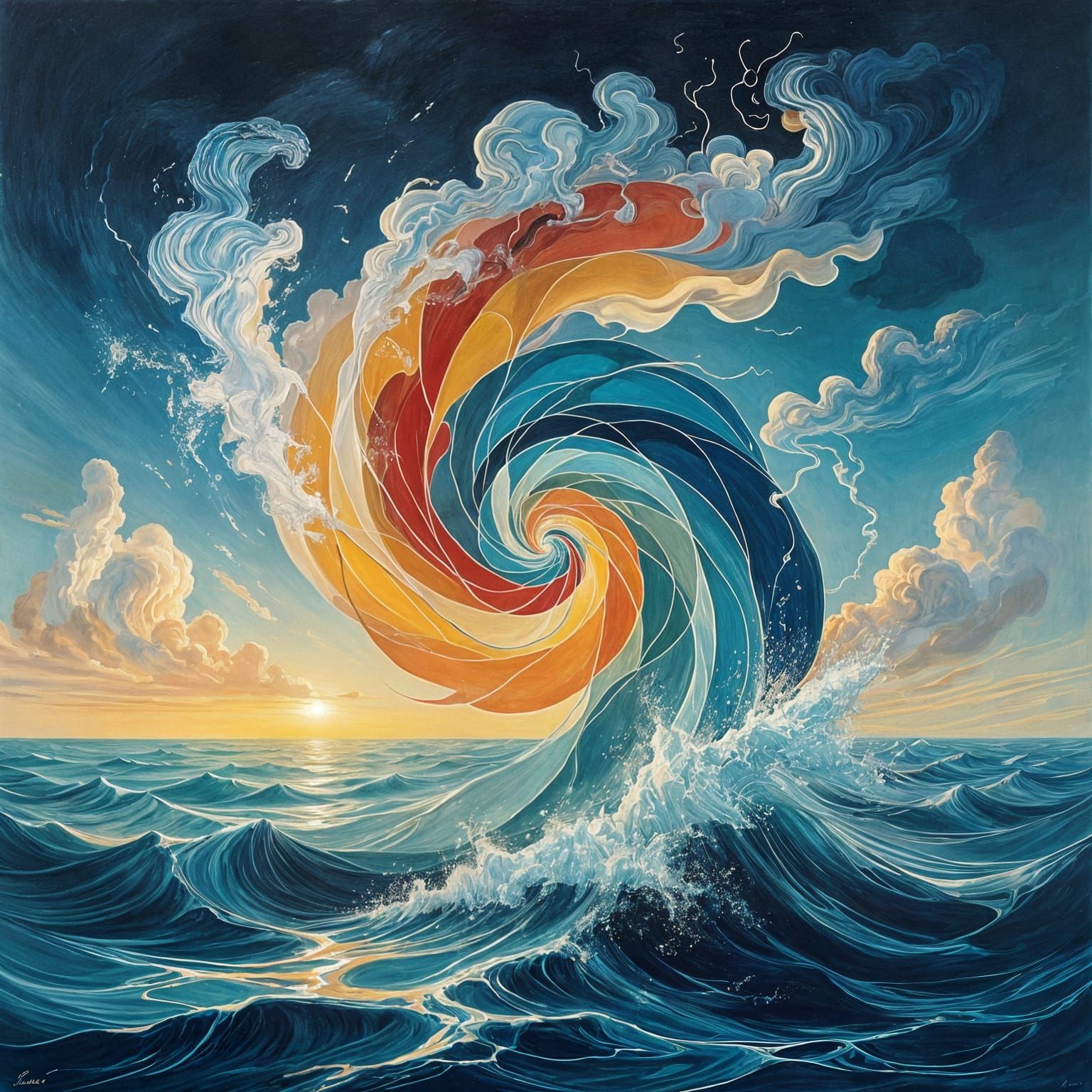 Surreal Smoke and Water Spiral in Dali Style