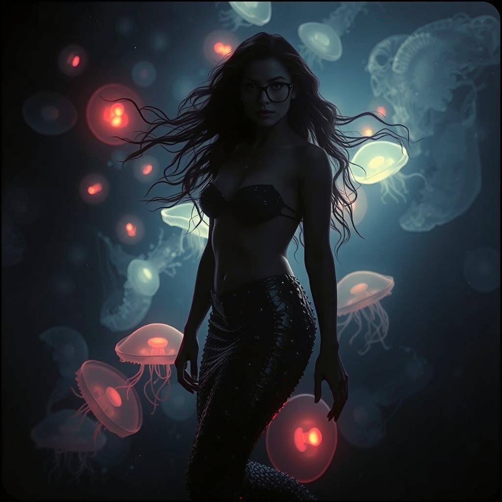 Mystical Mermaid in Glowing Ocean, Cinematic Film Still