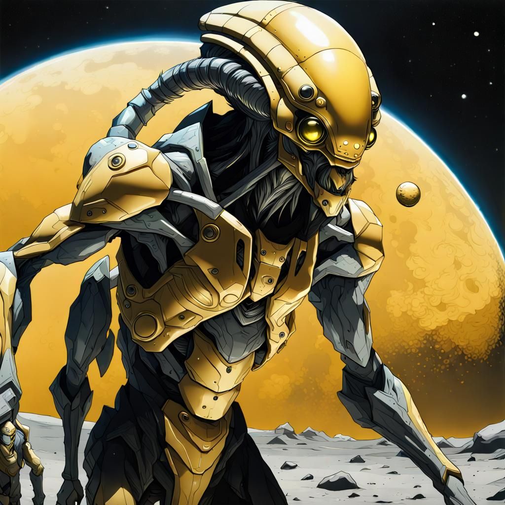 Insectoid Alien Walks on Moon in 3D