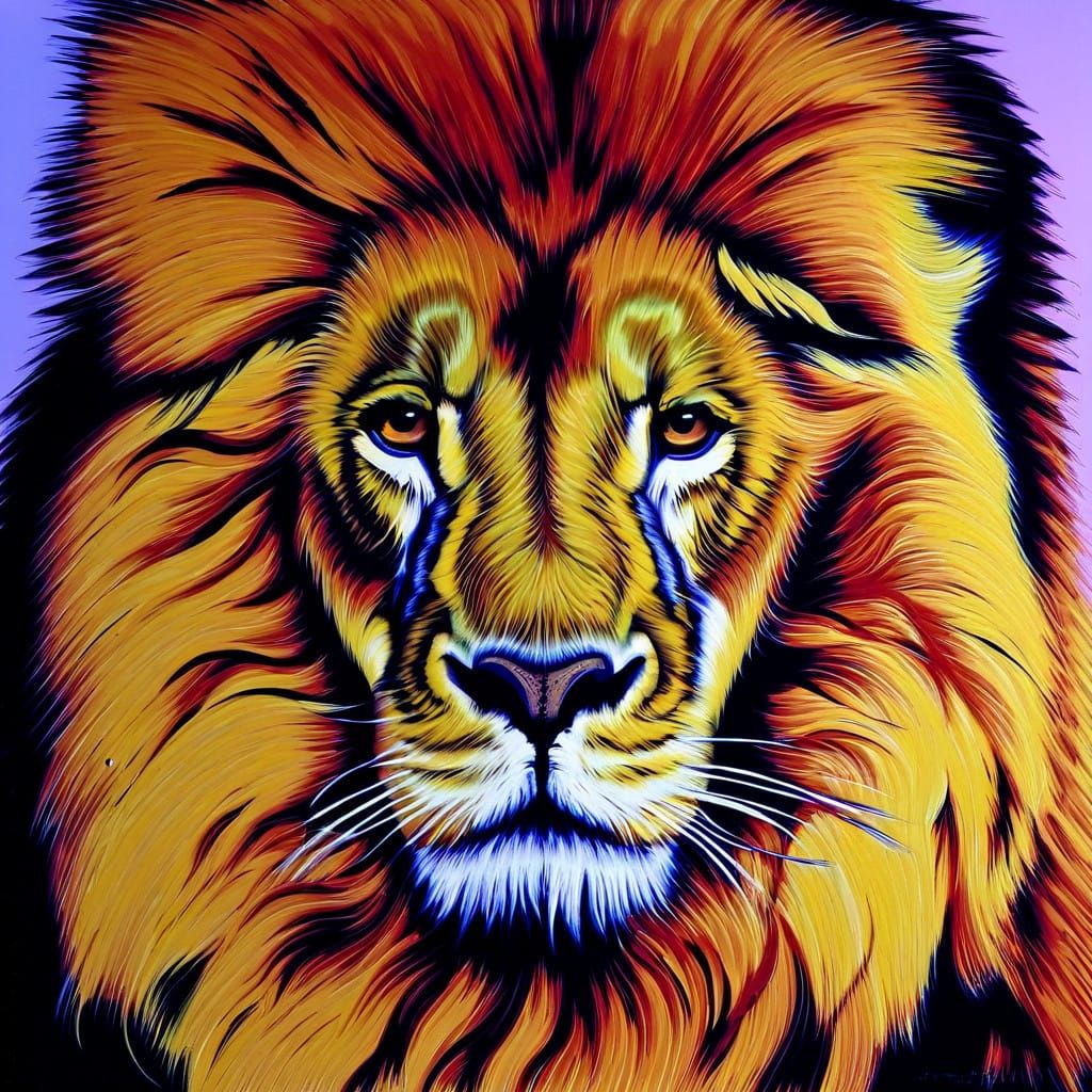 Majestic Lion in Vibrant Abstract Vortex