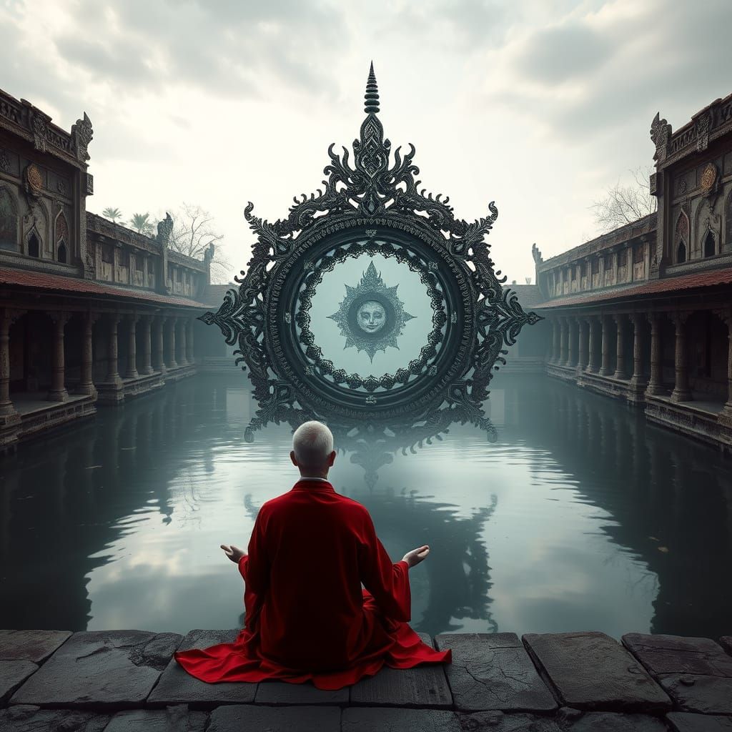 Thai Man Meditates on Magical Artifact