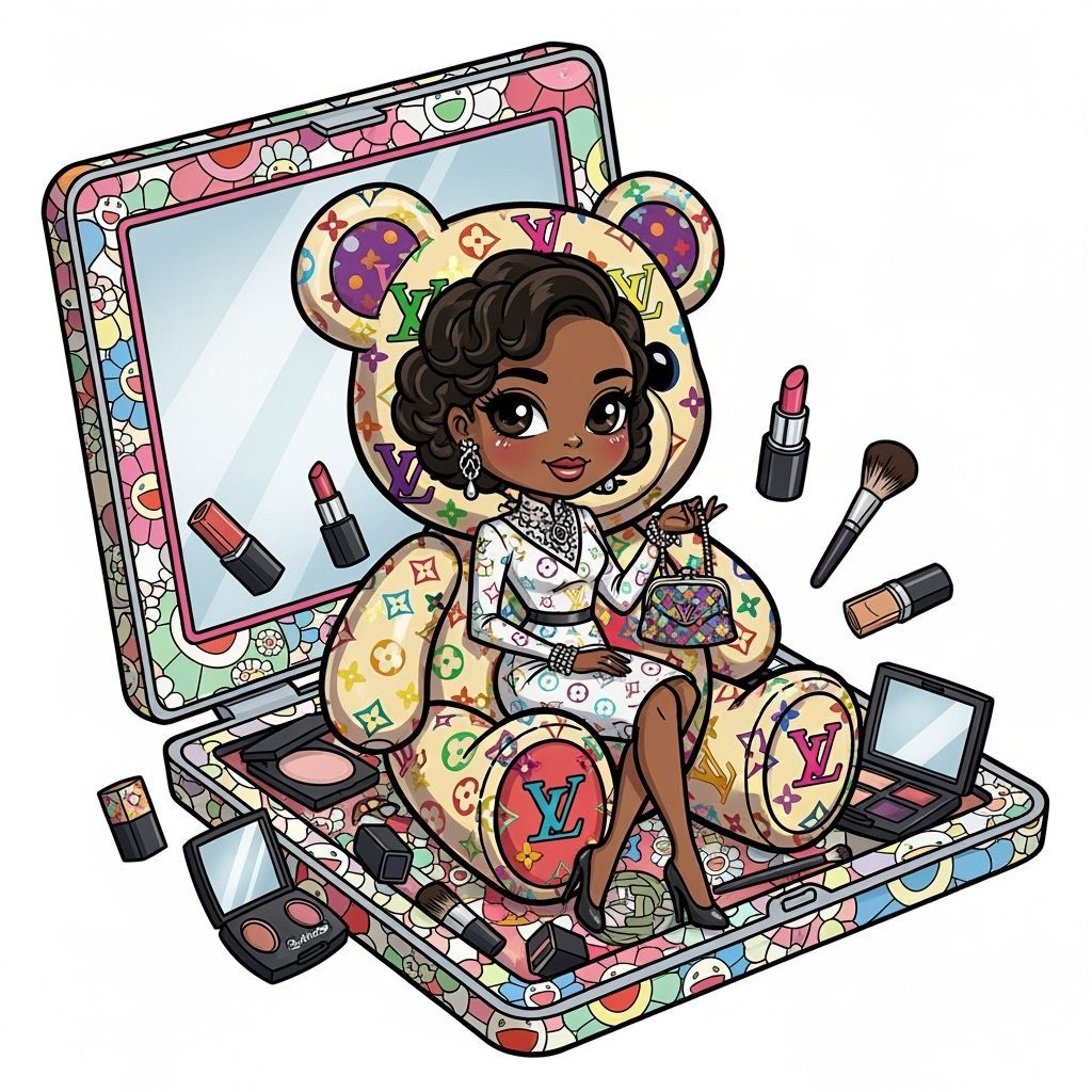 Chibi Art: Woman on Louis Vuitton Bear