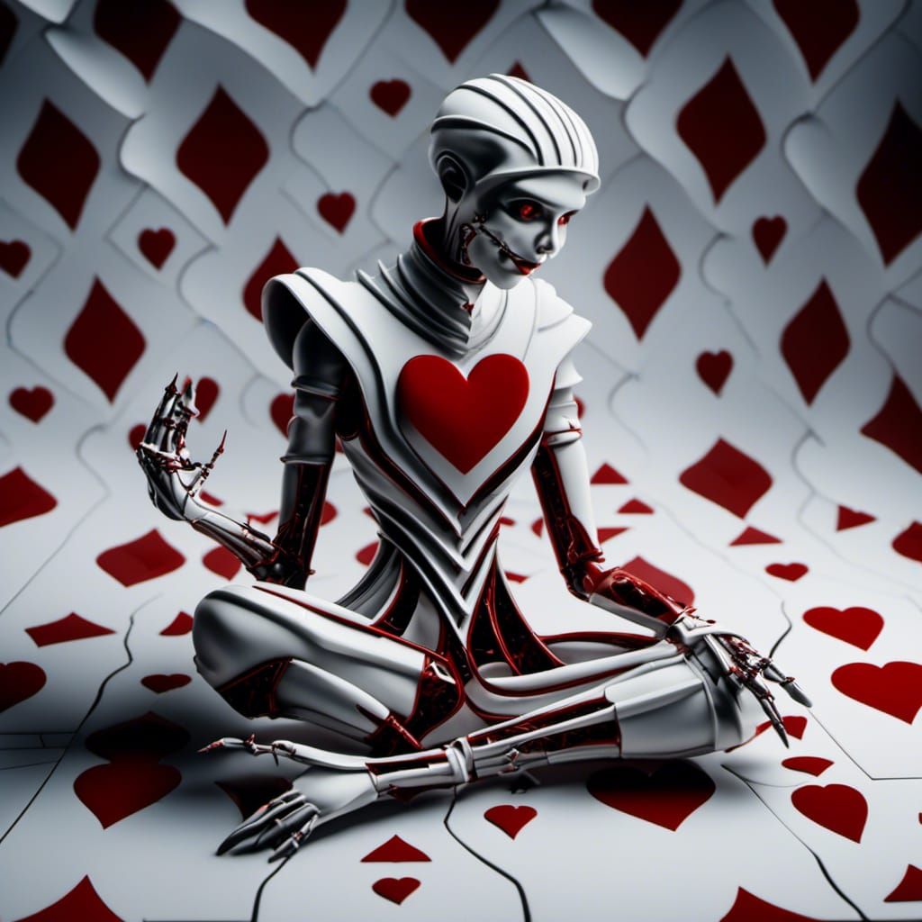 Horror Queen of Hearts Playing Card in 3D