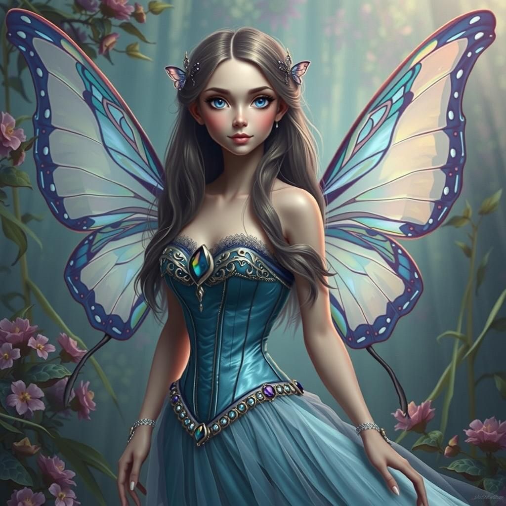 Resplendent Fairy with Butterfly Wings: Digital Matte Painti...