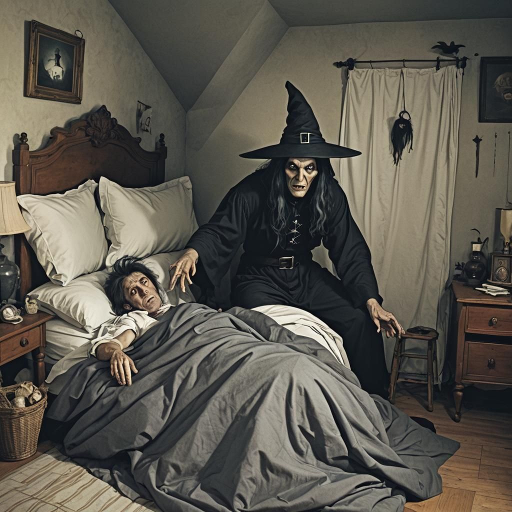 Witch Stealing Soul From Sleeping Man