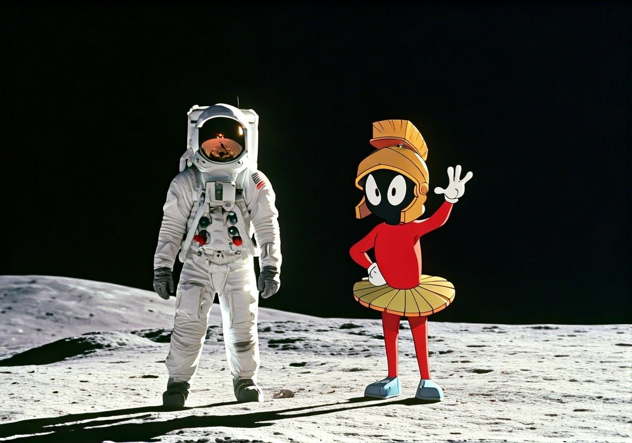 Astronaut Meets Martian: Ghibli Anime Moon Landing