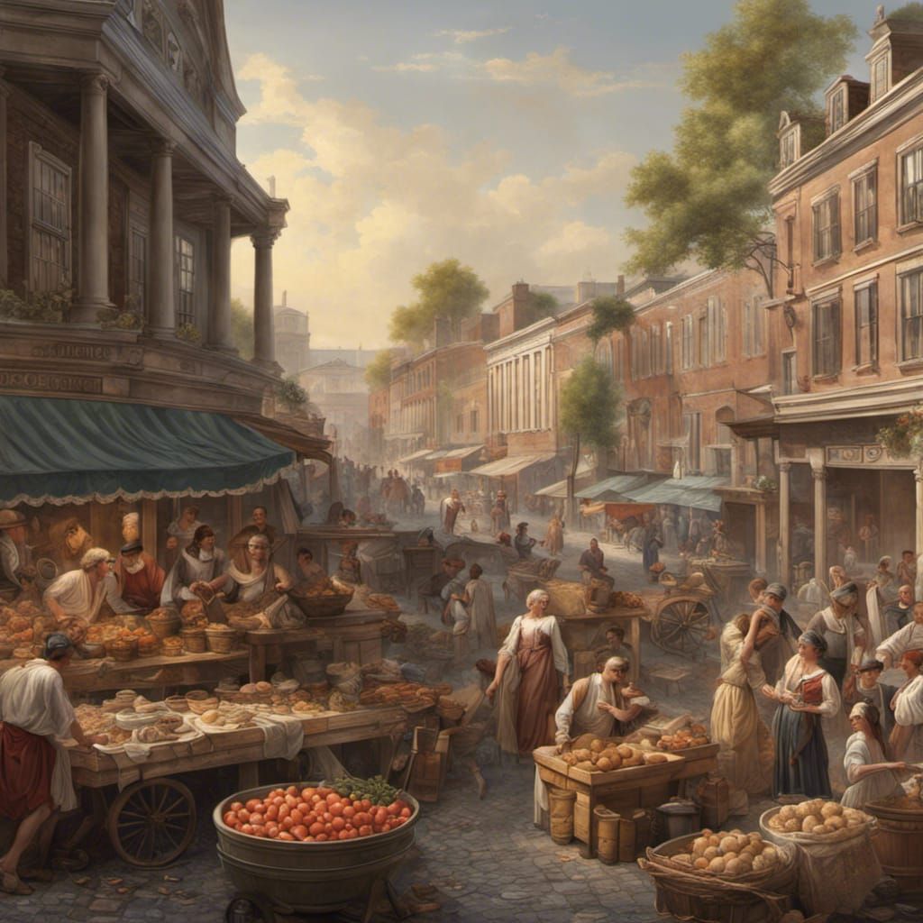 Classical Age American Market: Highly Detailed Scene