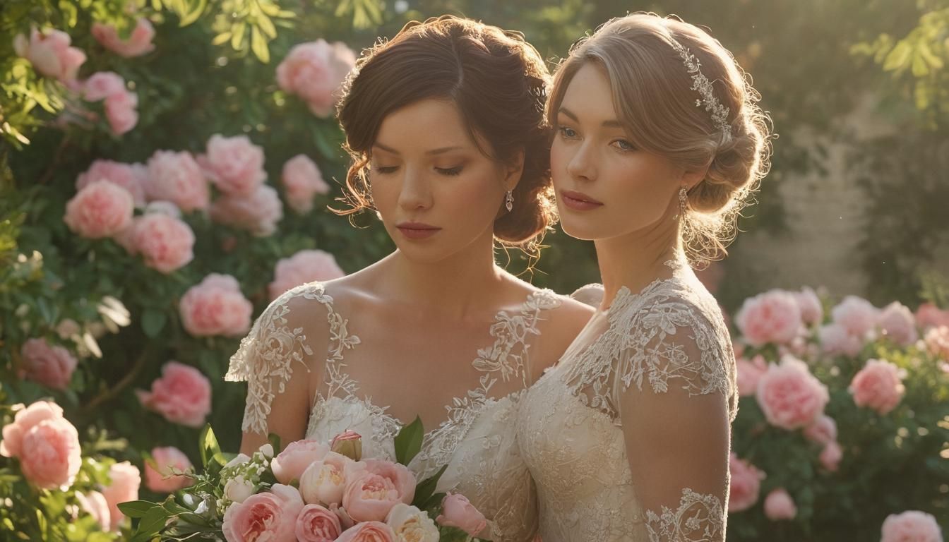 Bride in Lace Gown in Romantic Photorealism