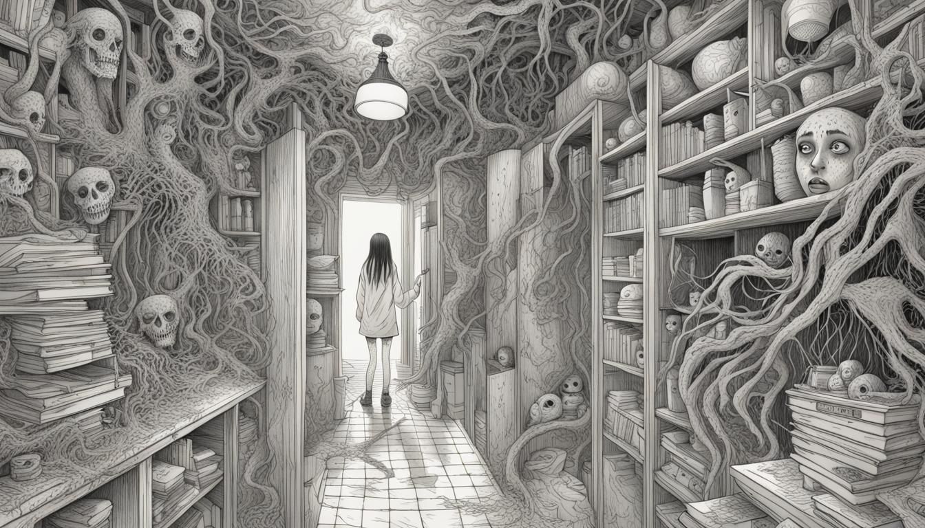 Junji Ito Style Horror Image of Girl