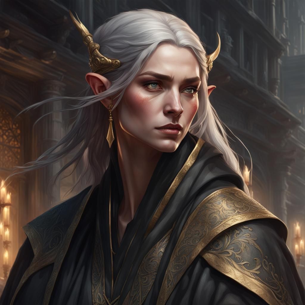 Elven Servant Portrait in Hyperdetailed Style