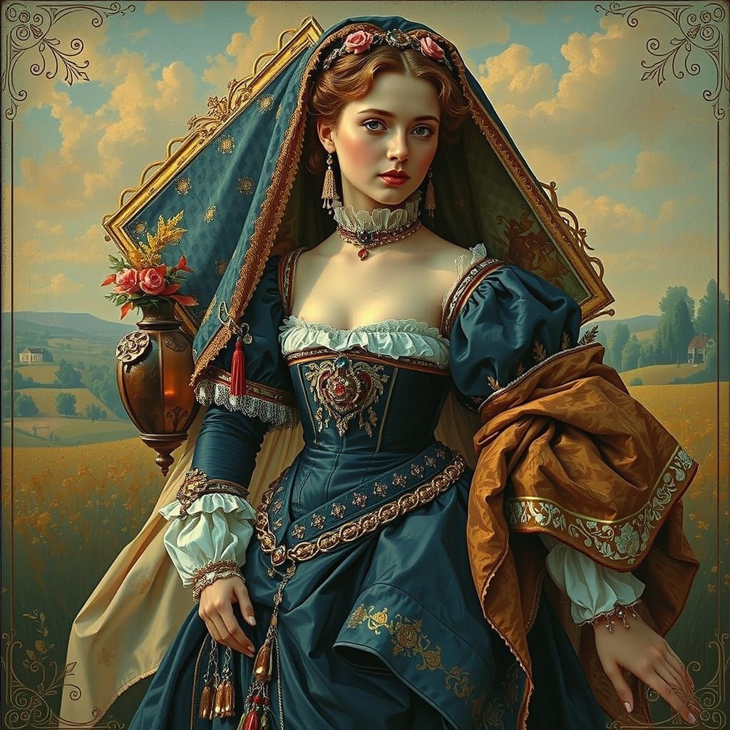 Rococo Figure in French Countryside