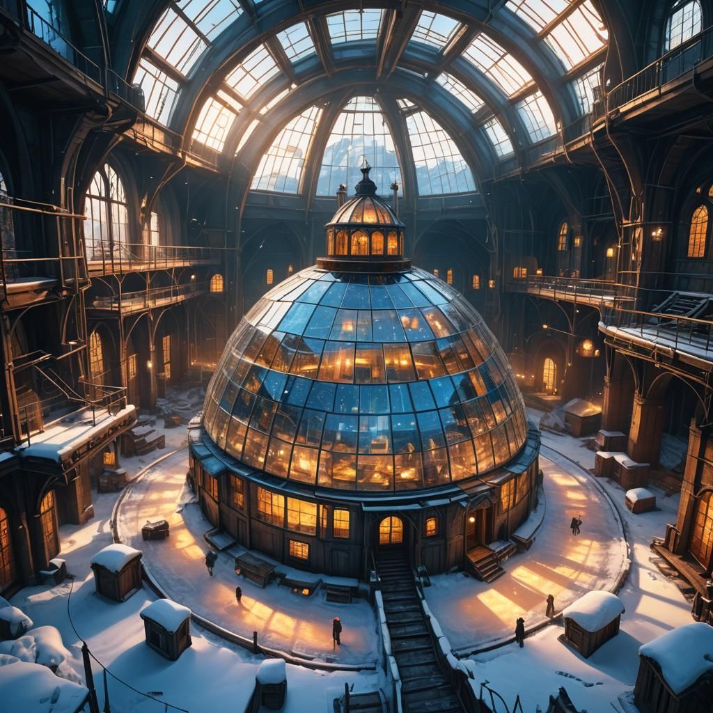 Crystal Igloo in Warehouse: Fantasy Concept Art