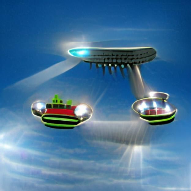 UFO Spaceship Tractor Beam Illustration