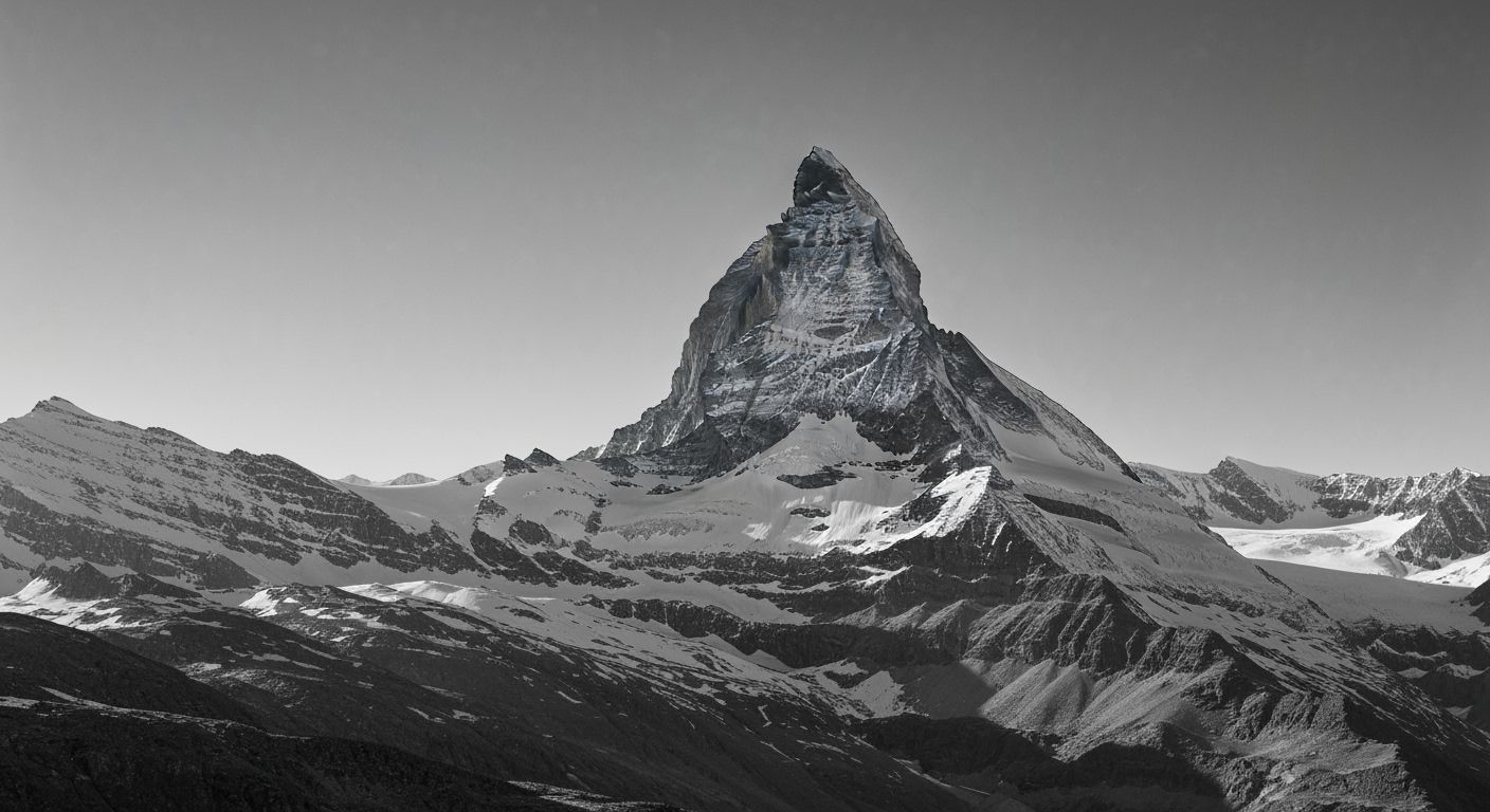 Majestic Matterhorn in Vintage Grayscale Photograph