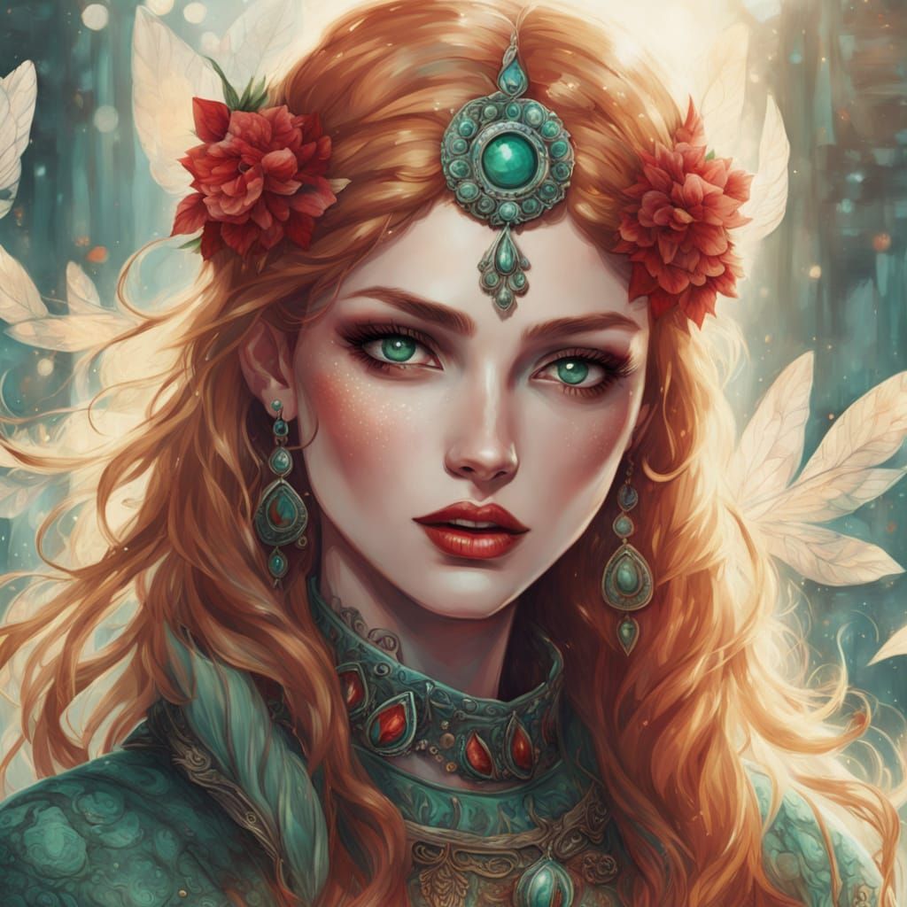 Glamorous Indian Goddess with Amber Skin and Soft Curls