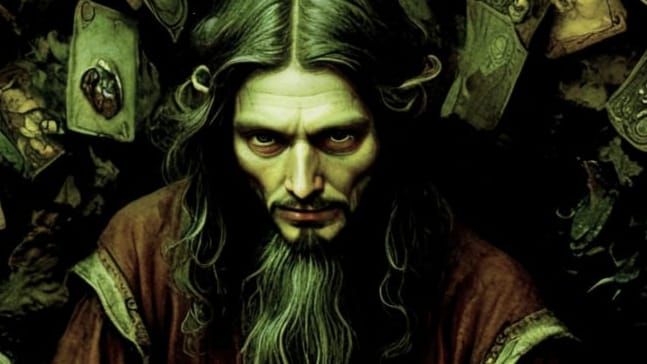 Enigmatic Fortune Teller in Pre-Raphaelite Style