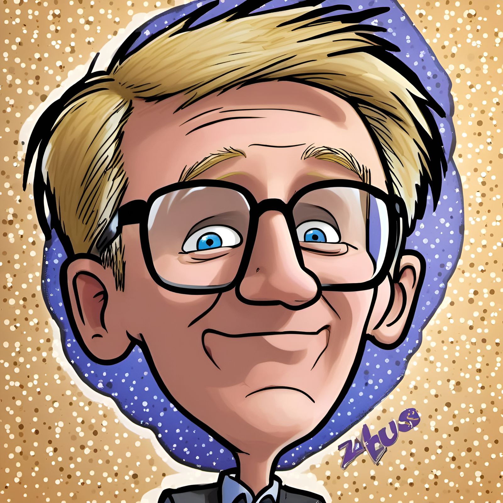 Funny Chibi Caricature Portrait with Exaggerated Features