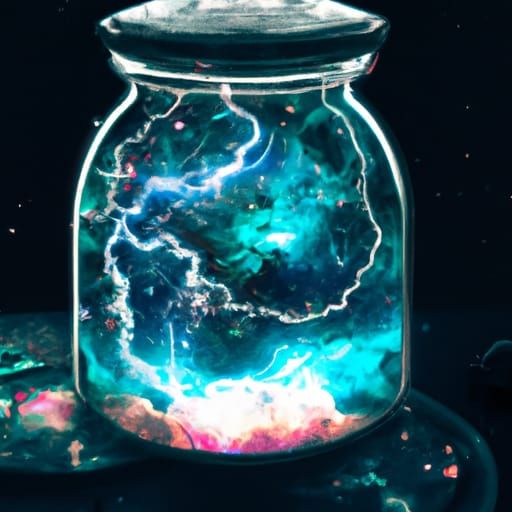 Glowing Thunderstorm in Crystal Jar by Lake