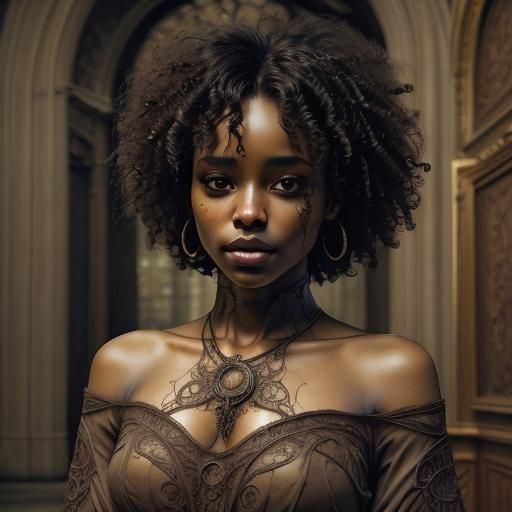 Beautiful Dark Skinned Woman with Curly Hair