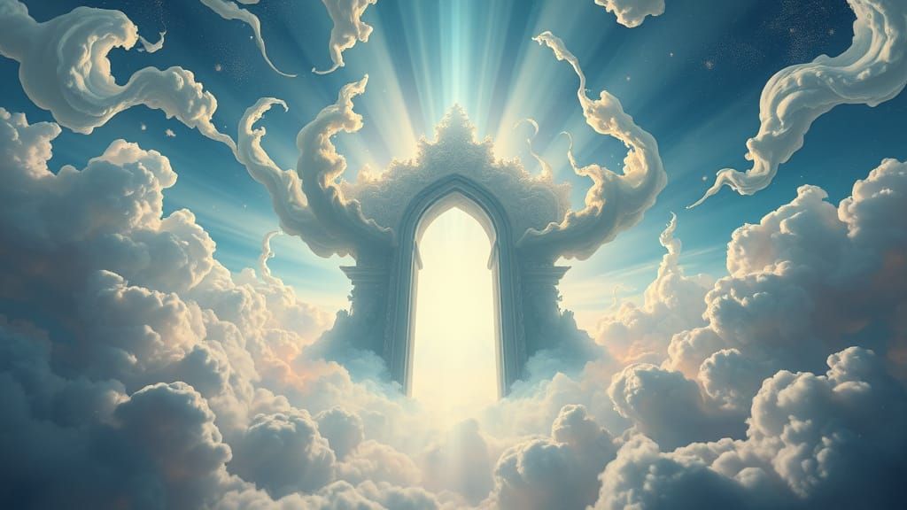 Celestial Gateway in Vibrant, Dreamlike Colors