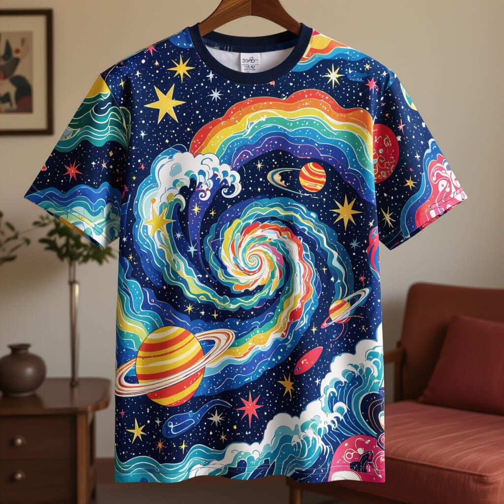 Celestial Print T-Shirt Inspired by Illustrative Art