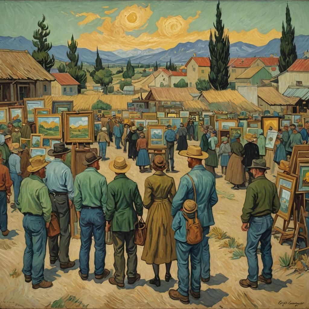 Thrift Store Patrons Discovering an Oil Painting