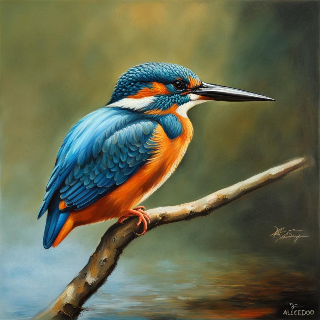 Kingfisher Oil Painting by James Gurney Style