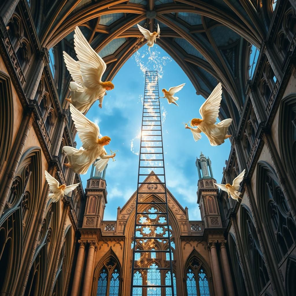 Angels Ascending Jacob's Ladder in Baroque Style