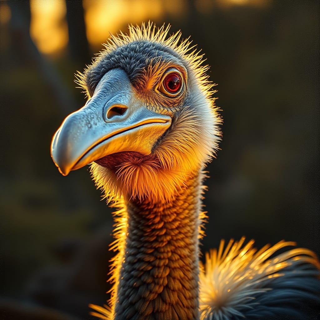 Dodo in Golden Hour, Rembrandt Style Oil Painting