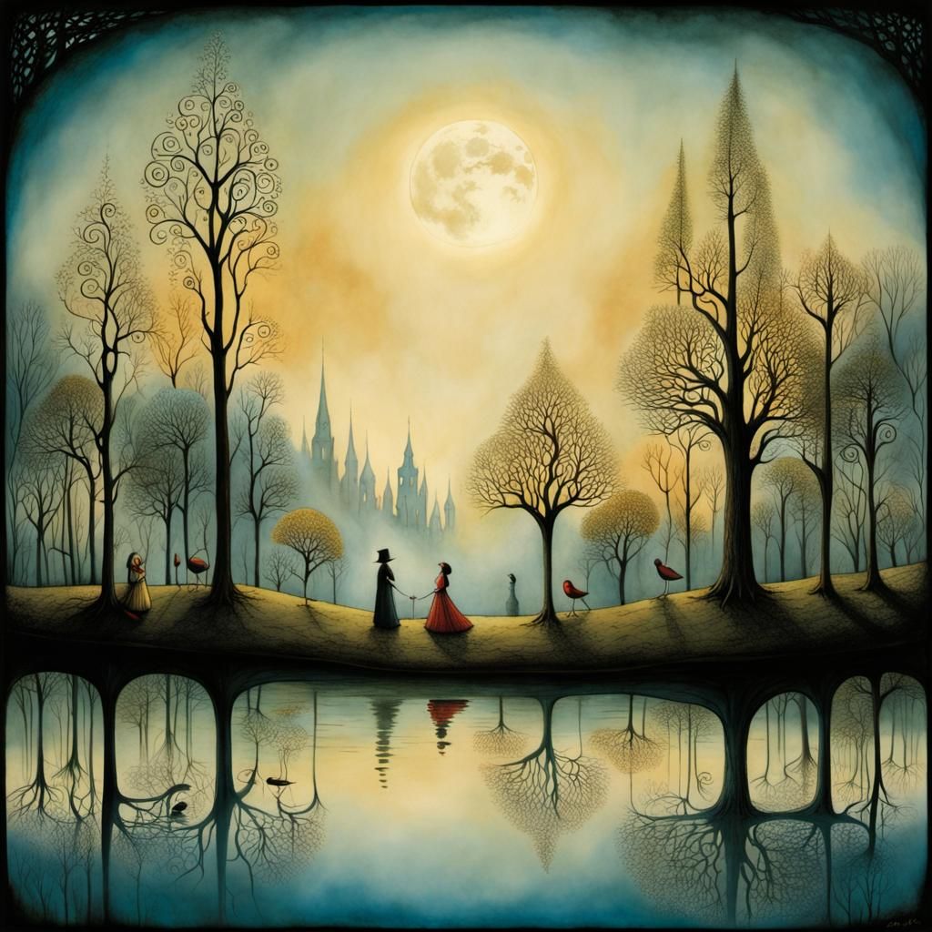 Enchanted Garden Scene in Storybook Style